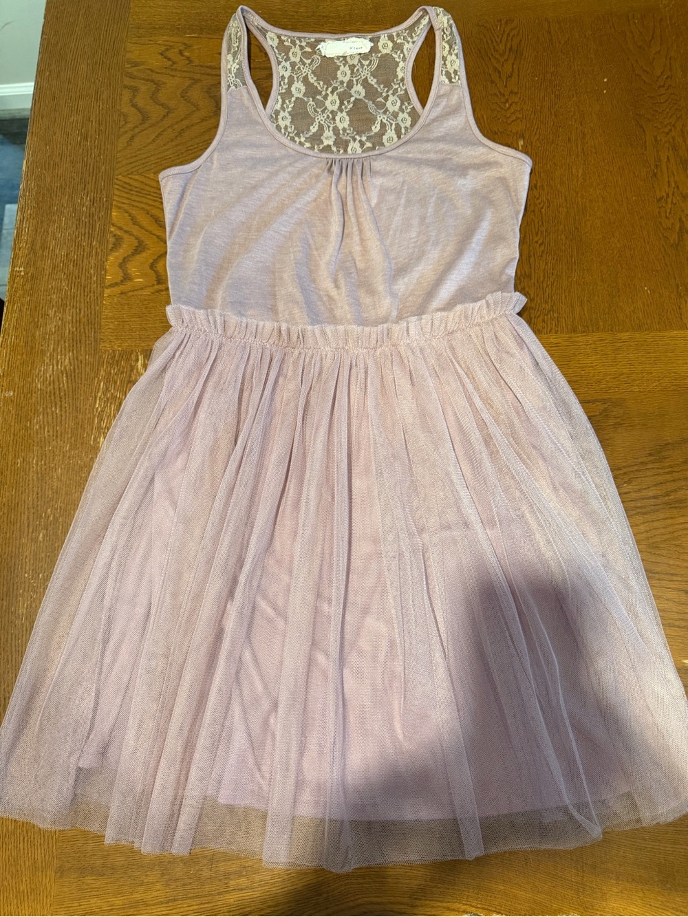 Lace-Back Tulle Skirt Dress in Dusty Rose